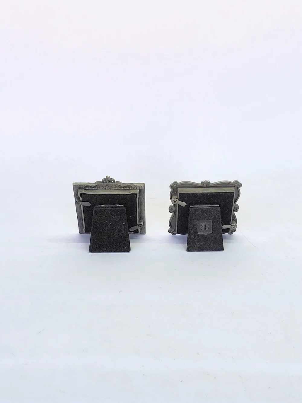 VINTAGE Miniature Ornate Silver Square Picture Frames Burnes & Boston Set Of 2